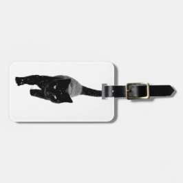 Schwarze Katze im Schnee Gepäckanhänger