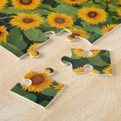 Schwarze Katze im Sonnenblumenfeld Puzzle (Seite)