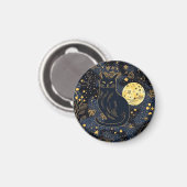 Schwarze Katze im Sternenhimmel-Magnet Magnet (Vorderseite/Rückseite)