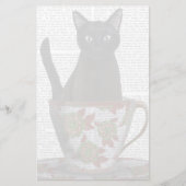 Schwarze Katze im Teacup Briefpapier (Vorderseite)