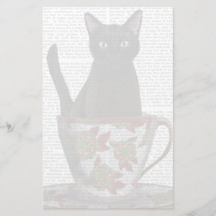 Schwarze Katze im Teacup Briefpapier