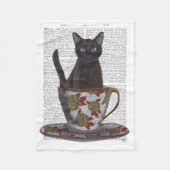 Schwarze Katze im Teacup Fleecedecke (Vorderseite)