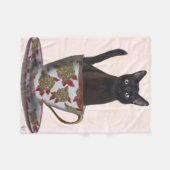 Schwarze Katze im Teacup Fleecedecke (Vorderseite (Horizontal))