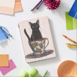 Schwarze Katze im Teacup iPad Pro Hülle<br><div class="desc">Black Cat in Teacup von FabFunky. Eine Katze sitzt in einem wunderschönen Blumenteacup. | 191544D</div>
