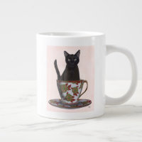 Schwarze Katze im Teacup