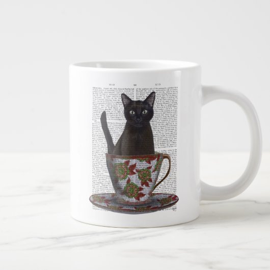 Schwarze Katze im Teacup Jumbo-Tasse (Rechts)