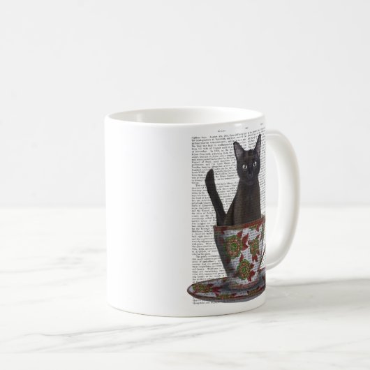 Schwarze Katze im Teacup Kaffeetasse (VorderseiteRechts)