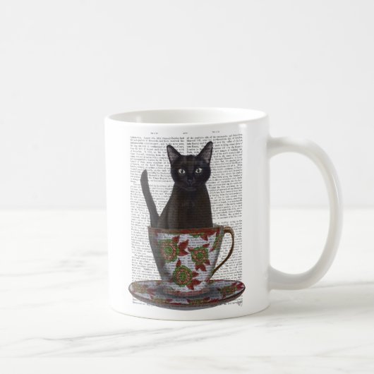 Schwarze Katze im Teacup Kaffeetasse (Rechts)