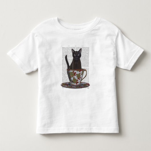 Schwarze Katze im Teacup Kleinkind T-shirt (Vorderseite)