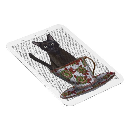 Schwarze Katze im Teacup Magnet (Rechte Seite)