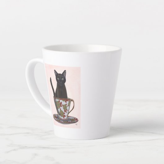 Schwarze Katze im Teacup Milchtasse (Linke Ecke)