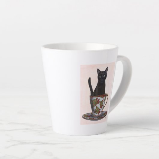 Schwarze Katze im Teacup Milchtasse (Rechte Ecke)