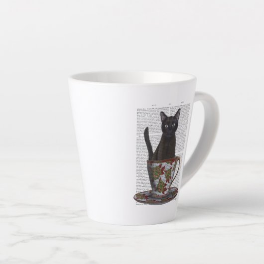 Schwarze Katze im Teacup Milchtasse (Rechte Ecke)