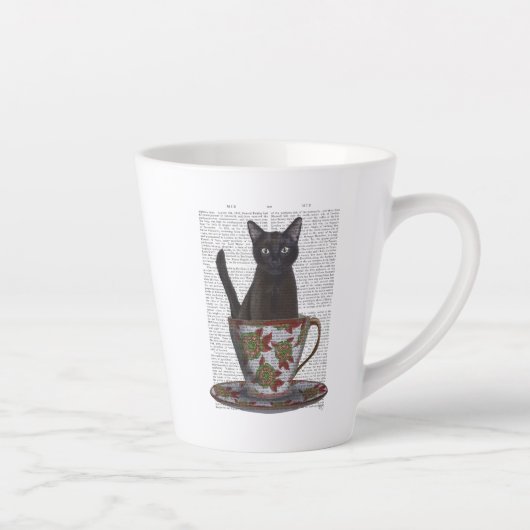 Schwarze Katze im Teacup Milchtasse (Rechts)