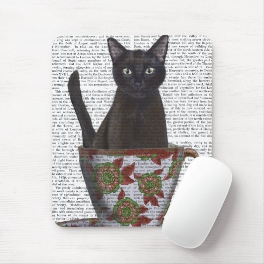 Schwarze Katze im Teacup Mousepad (Mit Mouse)