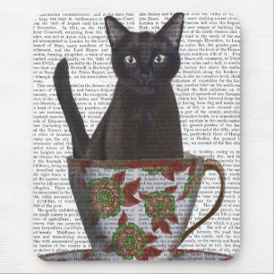 Schwarze Katze im Teacup Mousepad