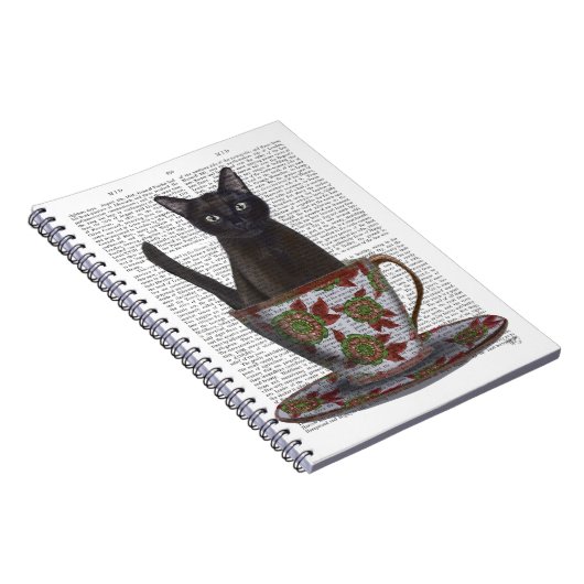 Schwarze Katze im Teacup Notizblock (Rechte Seite)