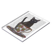 Schwarze Katze im Teacup Notizblock (Linke Seite)