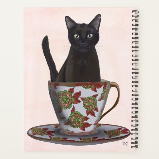 Schwarze Katze im Teacup Planer (Rückseite)