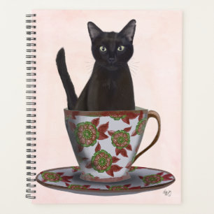 Schwarze Katze im Teacup Planer