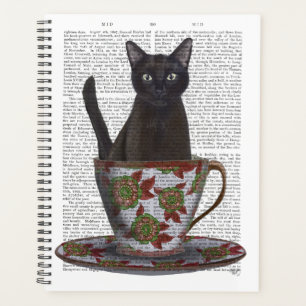 Schwarze Katze im Teacup Planer