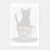 Schwarze Katze im Teacup Post-it Klebezettel (Vorderseite)