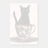 Schwarze Katze im Teacup Post-it Klebezettel (Vorderseite)