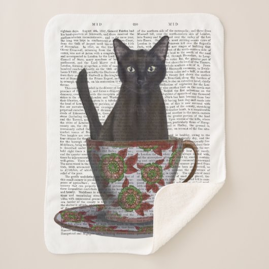 Schwarze Katze im Teacup Sherpadecke (Vorderseite)
