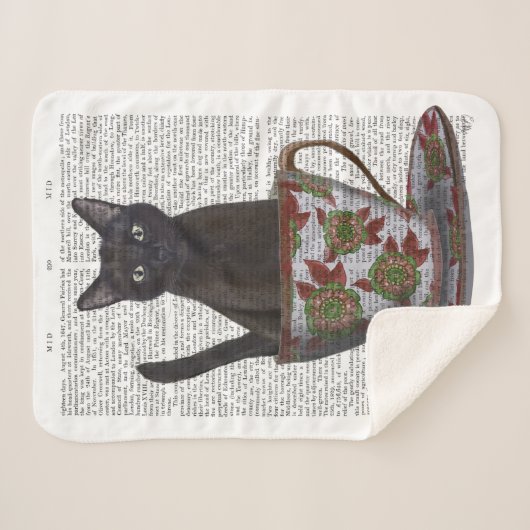Schwarze Katze im Teacup Sherpadecke (Vorderseite (Horizontal))