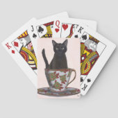 Schwarze Katze im Teacup Spielkarten (Rückseite)
