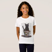 Schwarze Katze im Teacup T-Shirt (Vorne ganz)