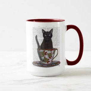 Schwarze Katze im Teacup Tasse