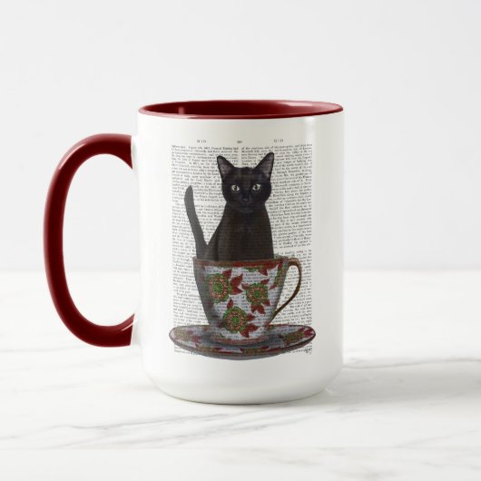 Schwarze Katze im Teacup Tasse (Links)