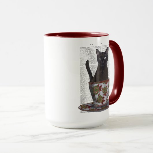 Schwarze Katze im Teacup Tasse (VorderseiteRechts)
