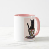 Schwarze Katze im Teacup Tasse (VorderseiteRechts)