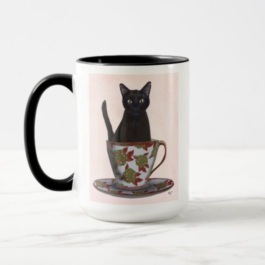 Schwarze Katze im Teacup Tasse (Links)