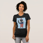 Schwarze Katze im Uncle Sam Kostüm T-Shirt (Vorne ganz)