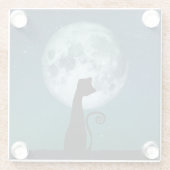 Schwarze Katze im Untersetzer aus Mondlicht (Rückseite)