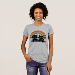 Schwarze Katze im Vintage-Retro-Stil T-Shirt