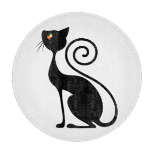 Schwarze Katze im Vintage-Stil Design Schneidebrett