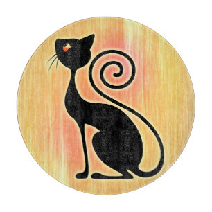 Schwarze Katze im Vintage-Stil Design Schneidebrett