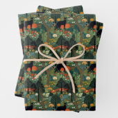 Schwarze Katze im Wald nahtlose Muster Geschenkpapier Set (Beispiel)