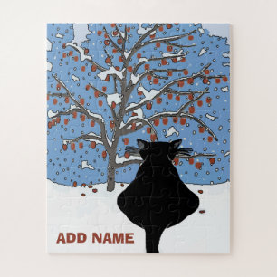 Schwarze Katze im Weihnachtsstil Puzzle