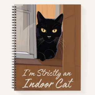 Schwarze Katze im Window Journal Notizblock