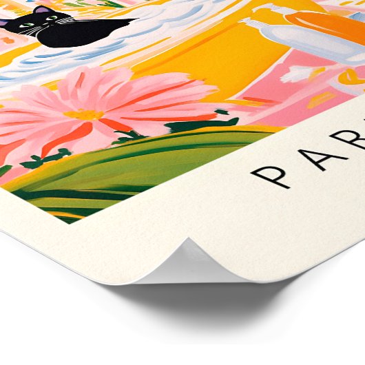 Schwarze Katze in Badewanne, schönes Badezimmer-De Poster (Ecke)