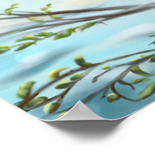 Schwarze Katze in Baumwasserfarbkunst Poster (Ecke)