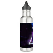 Schwarze Katze in blauem Neondreieck des Hipsters Edelstahlflasche (Links)