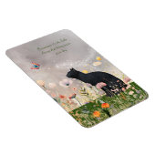 Schwarze Katze in Blume Magnet (Rechte Seite)