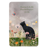 Schwarze Katze in Blume Magnet (Vertikal)