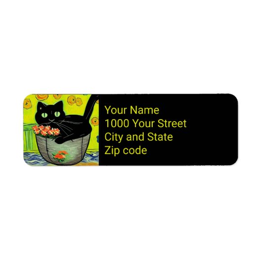 Schwarze Katze in Blume Pot (Vorne)